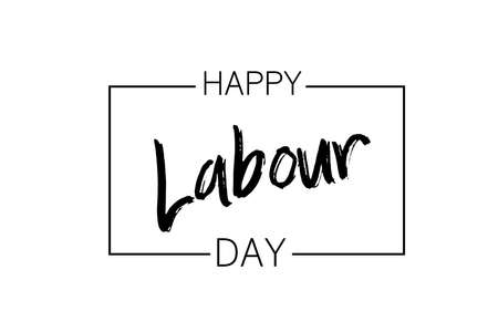 Happy Labor Day calligraphy hand lettering on white background.の写真素材