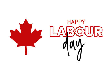 Happy Labor Day calligraphy hand lettering on white background. Holiday in Canada typography poster.の写真素材