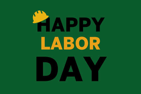 Happy Labor Day, lettering 1st may with yellow helmet. Labor Day banner background. International Workers day illustration for greeting card.の写真素材