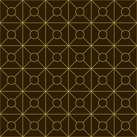 Geometric golden ornament grid on brown background. Seamless fine abstract pattern, wrapping paper, for web design, desktop wallpaper, winter blog, website or invitation cardの写真素材