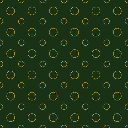 Gold circles on green background, Seamless Pattern. Endless Texture With Many Round Shapes. wrapping paper, for web design, desktop wallpaper, winter blog, website or invitation cardの写真素材