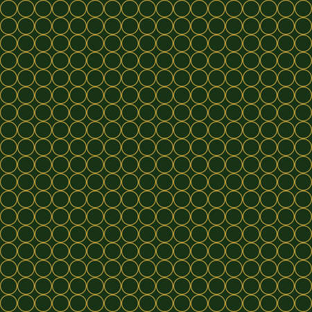 Gold circles on green background, Seamless Pattern. Endless Texture With Many Round Shapes. wrapping paper, for web design, desktop wallpaper, winter blog, website or invitation cardの写真素材