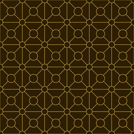 Geometric golden ornament grid on brown background. Seamless fine abstract pattern, wrapping paper, for web design, desktop wallpaper, winter blog, website or invitation cardの写真素材