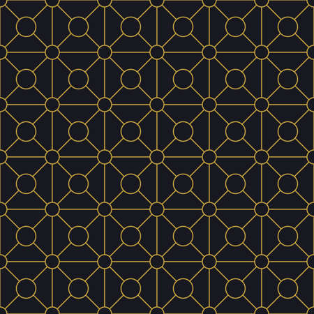 Geometric golden ornament grid on gray background. Seamless fine abstract pattern, wrapping paper, for web design, desktop wallpaper, winter blog, website or invitation cardの写真素材