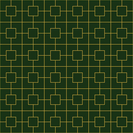 Geometric golden ornament grid on green background. Seamless fine abstract pattern, wrapping paper, for web design, desktop wallpaper, winter blog, website or invitation cardの写真素材