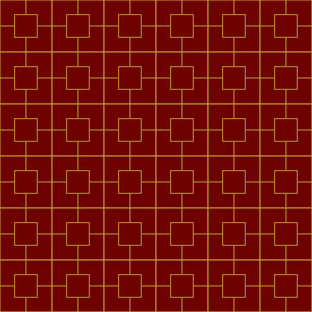 Geometric golden ornament grid on red background. Seamless fine abstract pattern, wrapping paper, for web design, desktop wallpaper, winter blog, website or invitation cardの写真素材