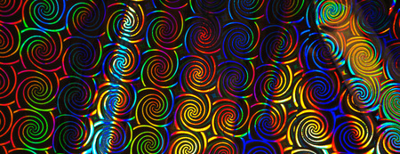 Holographic Abstract Foil Backdrop. Trendy creative hologram gradient rainbow. Flat lay, top view, selective focus.の写真素材