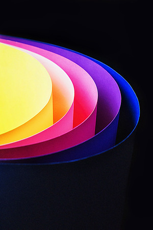 Trendy neon multi color  from a cardboard of different colors.の写真素材