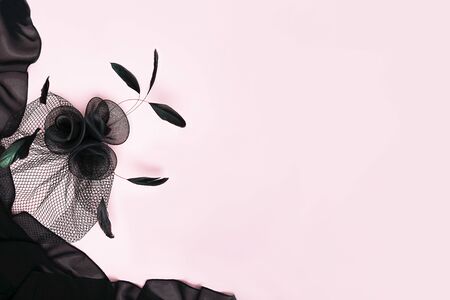 Halloween party collection female outfit accessories black on light pinkの写真素材