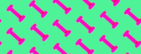 Dumbbell pattern on mint green blue colorの写真素材