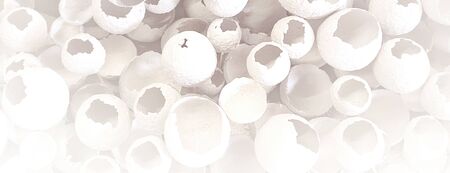 Cracked eggs pattern as colorful background. Top view, flat lay, selective focus. Easter creative...