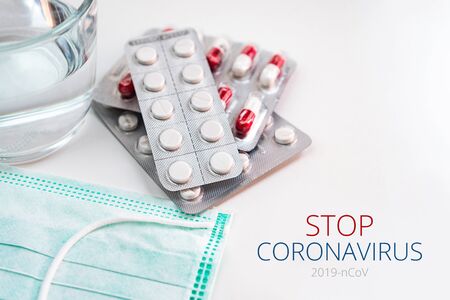 Novel coronavirus - 2019-nCoV. The inscription Stop Coronavirus. MERS-Cov middle East respiratory syndrome coronavirus.の写真素材
