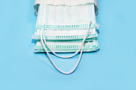 Medical masks on blueの写真素材