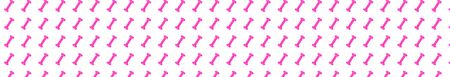 Pink dumbbell pattern on white background, isolated. Creative layout for sport fitness equipment, concept. Minimal style, flat lay, top view. Copy space.の写真素材