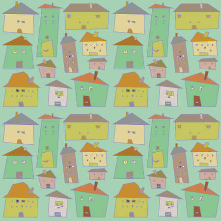 Crooked houses.Seamless pattern.Vectorのイラスト素材