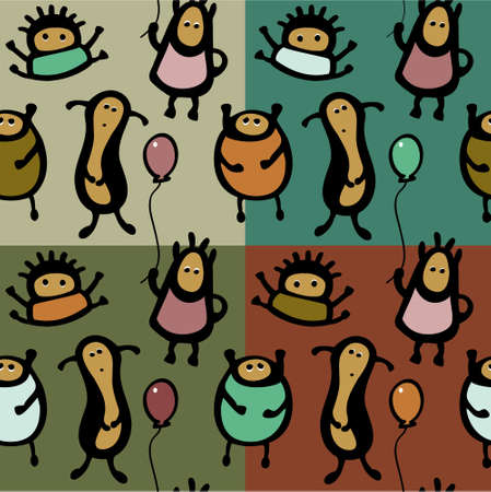 Cute pattern with aliens.Vector, seamless pattern.のイラスト素材