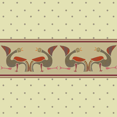 Seamless pattern and frieze with birds.Vector.Wallpaper.のイラスト素材