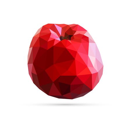 Vector red apple. Low poly triangular style.のイラスト素材