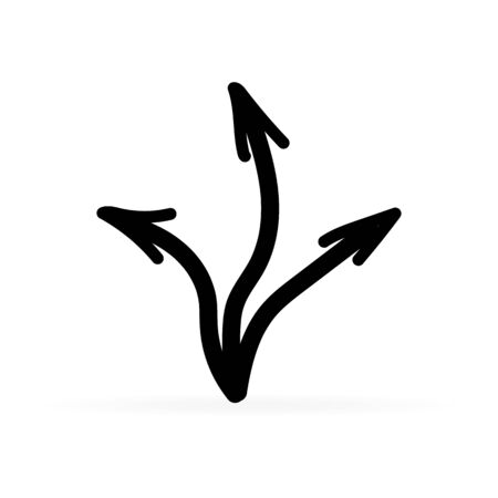 way icon, drawing black arrow, road symbol, vector illustrationのイラスト素材