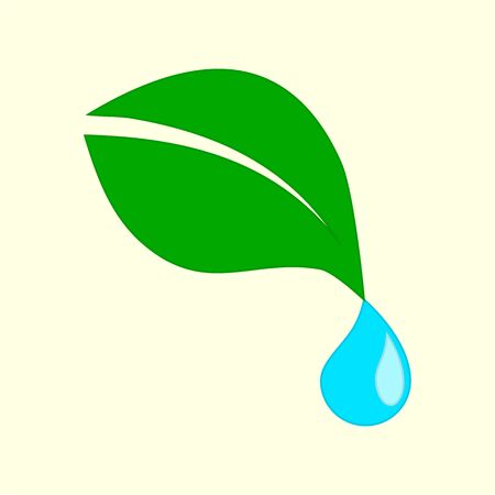green leaf with blue drop, vector illustrationのイラスト素材