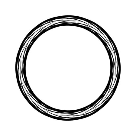 Black round frame on a white background. Border with space for text. Vector illustration.のイラスト素材
