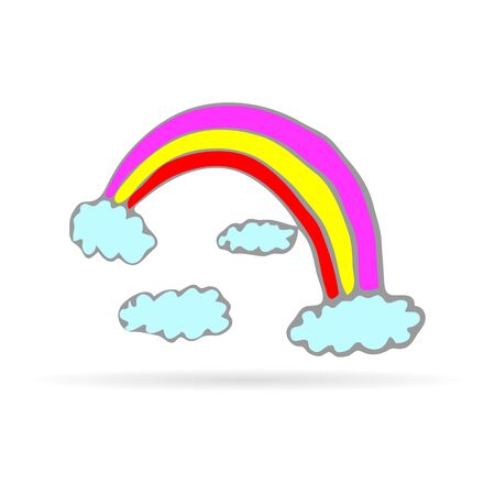 doodle handdrawing rainbow icon, children art, vector illustrationのイラスト素材