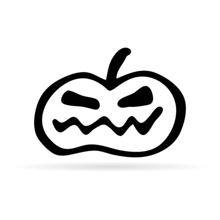 handdrawing doodle pumpkin icon, halloween symbol, vecror illustrationのイラスト素材