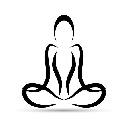 Yoga Lotus position. Vector silhouette of yoga woman. Lotus pose. Padmasana. Asana.のイラスト素材