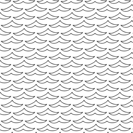 Doodle water wave pattern. Black water design on white background. ?hild's drawing. Hand drawing vector illustration.のイラスト素材