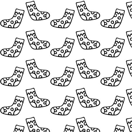 doodle sock pattern, hand drawing vector illustratonのイラスト素材