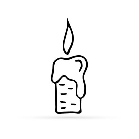 Doodle candle icon. Symbol for design postcard, invitation, poster. Hand drawing vector illustration.のイラスト素材
