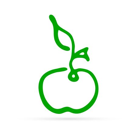 doodle linear apple silhouette, hand drawing icon, vector illustrationのイラスト素材