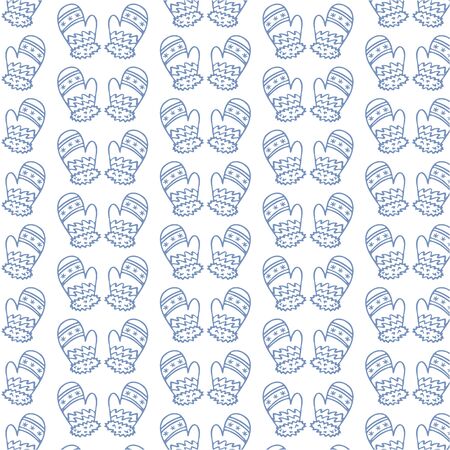 doodle mittens pattern, hand drawing vector illustrationのイラスト素材