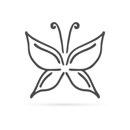 doodle line butterfly icon, hand drawing style, vector illustrationのイラスト素材