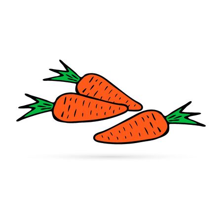 doodle carrots icon, kids art, hand drawing vector illustrationのイラスト素材