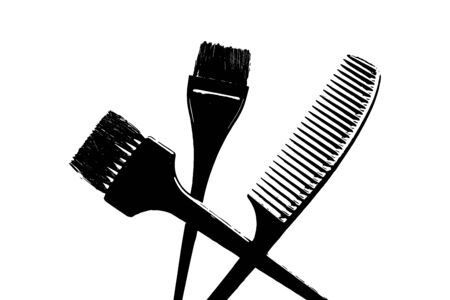 Brush hair dye, comb icon. Vector illustrationのイラスト素材