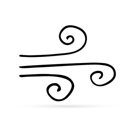 doodle hand drawing wind icon, vector illustrationのイラスト素材