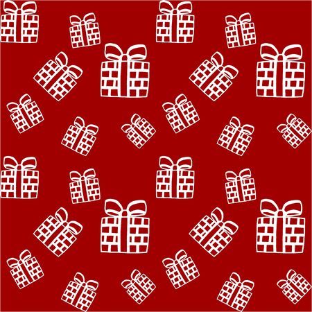 doodle linear gift pattern, kids hand drawing vector illustrationのイラスト素材
