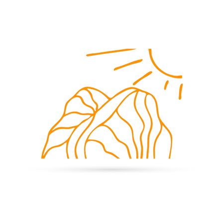 Doodle mountain icon. Logo template. Linear vector illustration.のイラスト素材