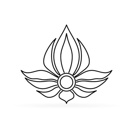 abstract liner lotus flower, yoga symbol or element for spa salon, vector illustrationのイラスト素材
