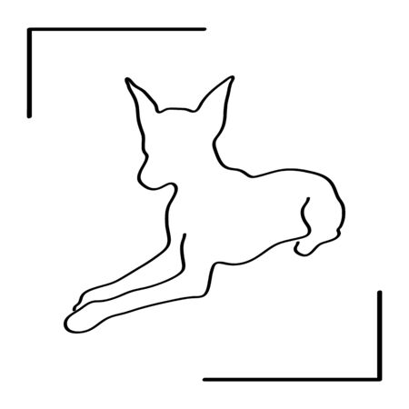Black line silhouette of dog on white background. Vector illustration. Stencil. Pet icon.のイラスト素材