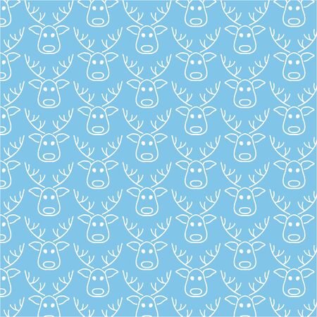 doodle elk head pattern, kids hand drawing deers head with antlers, christmas symbol, vector illustrationのイラスト素材