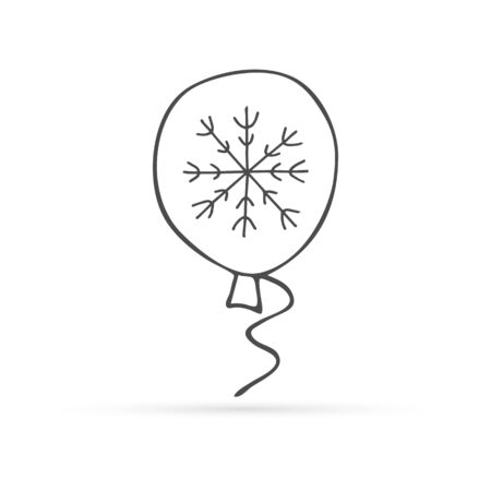 doodle ballon with snowflake icon, kids hand drawing vector illustrationのイラスト素材