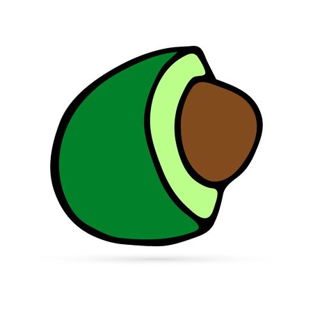 avocado icon, doodle food, kids hand drawing vector illustrationのイラスト素材