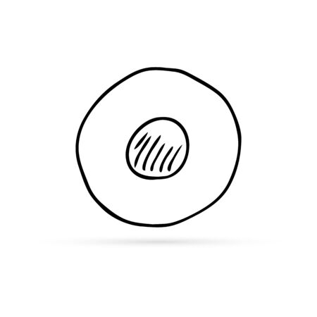 avocado or omelette icon, doodle food, kids hand drawing vector illustrationのイラスト素材