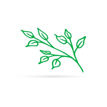 Line art leaf icon. Spring, summer or autumn symbol. Doodle outline vector illustration.のイラスト素材