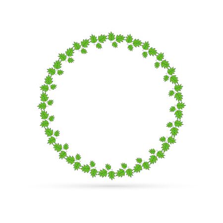 doodle wreath icon, leaf frame for design, kids hand dwawing art line, vector illustrationのイラスト素材