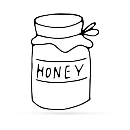 doodle honey icon, kids hand drawing food, vector illustrationのイラスト素材