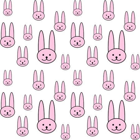 doodle rabbit pattern, line art for design easter, vector illustrationのイラスト素材