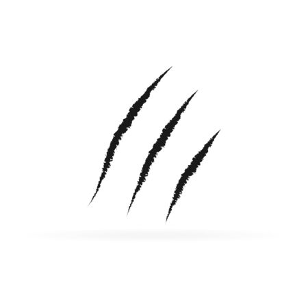 black claw or scar icon on white background, scratch vector illustrationのイラスト素材
